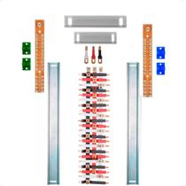 Kit Barramento Trifásico Isolado 100A para 44 Circuitos com Placa de Policarbonato Kit Barramento Trifásico Isolado 100A para 44 Circuitos com Placa de Policarbonato