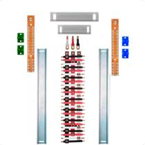 Kit Barramento Trifásico Isolado 100A para 50 Circuitos com Placa de Policarbonato Kit Barramento Trifásico Isolado 100A para 50 Circuitos com Placa de Policarbonato