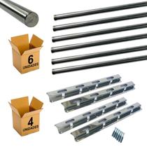 Kit Barras Churrasqueira 65cmx10mm 6un + Suportes 4un Inox Kit Barras Churrasqueira 65cmx10mm 6un + Suportes 4un Inox