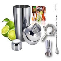 Kit Bartender Bar Drinks Coqueleira Dosador Coador Colher