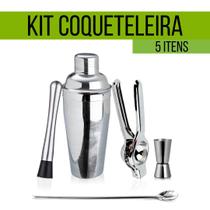 Kit Bartender Coqueteleira Dosador Colher Socador Barman 5 Itens Drinks - clink