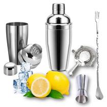 Kit Bartender Profissional Coqueleira Dosador Coador Colher
