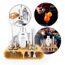 Kit Bartender Profissional Coqueteleira Inox 12 Peças Para Drinks