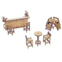Kit Barzinho C/11 Peças Miniaturas Mesinha Bistro Balção