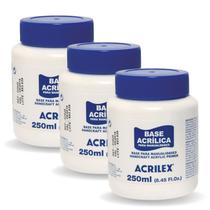 Kit Base Acrílica 3un 250ml Acrilex para Artesanato Pintura Preparação de Peças em Madeira MDF Gesso Papel Kit Base Acrílica 3un 250ml Acrilex para Artesanato Pintura Preparação de Peças em Madeira MDF Gesso Papel