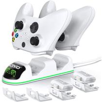 Kit Base Carregador Duplo Dock Branco com Led + 2 Baterias Recarregáveis Controle Xbox Series X/S Xbox One Elite