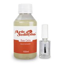 Kit Base Cetim Pré Esmaltação 150ml Frasco de Vidro 10ml Manicure Nail Designer Arte Sedução Esmalte de Unhas Kit Base Cetim Pré Esmaltação 150ml Frasco de Vidro 10ml Manicure Nail Designer Arte Sedução Esmalte de Unhas
