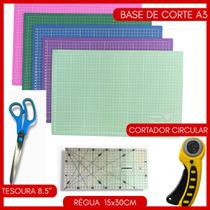 Kit Base Corte A3 + Régua + Cortador + Tesoura Patchwork