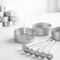 Kit Base de alumínio Latinha para Velas Rechaud + Pavio Parafinado 5cm