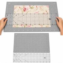 Kit Base de Corte 60x45 Autocura com Régua de Acrílico 15x60 Artesanato Patchwork Costura Criativa