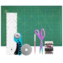 Kit Base de Corte 60X45 Verde Regua 60x15 Cortador Circular Caixa Alfinetes Caneta Fantasma Kit Base de Corte 60X45 Verde Regua 60x15 Cortador Circular Caixa Alfinetes Caneta Fantasma