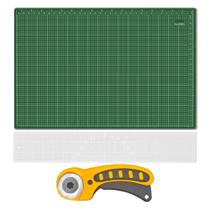 Kit Base De Corte 90x60 Régua 15x90cm Cortador 45mm Verde