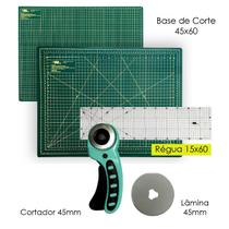 Kit Base De Corte A2 Apoio de Mesa 60x45 Régua de Acrilico 15x60 Cortador Circular 45mm + 1 Disco