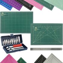 Kit Base de Corte A3 30x45cm Multiuso Costura Artesanato Patchwork Desenho Jogo Estilete Precisão 13 Peças Regua Metal 30cm