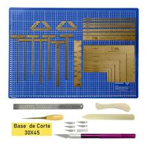 Kit Base De Corte A3 Placa 45x30 Kit Scrapbook Com Réguas Gabaritos Wireo Dobradeira Estilete