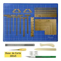 Kit Base De Corte A3 Placa 45x30 Kit Scrapbook Com Réguas Gabaritos Wireo Dobradeira Estilete