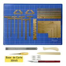 Kit Base De Corte A3 Placa 45x30 Kit Scrapbook Com Réguas Gabaritos Wireo Dobradeira Estilete