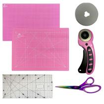 Kit Base de Corte A3 Placa 45x30cm Régua 30x15cm Tesoura de Titanio Cortador de Tecidos 45mm Para Artesanato Patchwork Scrapbook