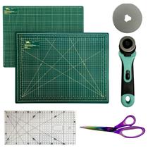 Kit Base de Corte A3 Placa 45x30cm Régua 30x15cm Tesoura de Titanio Cortador de Tecidos 45mm Para Artesanato Patchwork Scrapbook