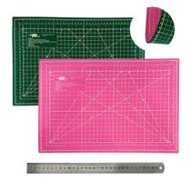 Kit Base de Corte A3 Placa Apoio de Mesa 45x30 Régua de Metal inox 30cm Para Patchwork Artesanato Scrapbook