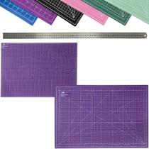 Kit Base de Corte Placa Grande 90x60cm Apoio de Mesa Bancada Regua Metal 60cm Patchwork Scrapbook Artesanato Desenho Pipa