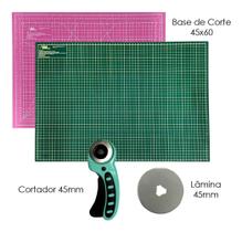 Kit Base De Corte Verde Rosa Preto E Cinza Cortador 45 Refil