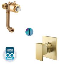 Kit base ducha monocomando+acabamento new edge ouro escovado Kit base ducha monocomando+acabamento new edge ouro escovado