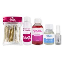 Kit Base Frasco 100 Palitos e Lixas Hidratante Cutículas Manicure Nail Designer Descartáveis Instrumentos Unhas Profissional Arte Sedução