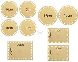 Kit Base Mdf Cesto Fio Malha Crochê 9 Peças Kit Base Mdf Cesto Fio Malha Crochê 9 Peças