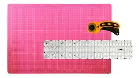 Kit Base Para Corte A2 Rosa 45x60 Cortador Circular 45mm Régua Acrílico 15x60 Patchwork Artesanato Kit Base Para Corte A2 Rosa 45x60 Cortador Circular 45mm Régua Acrílico 15x60 Patchwork Artesanato