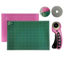 Kit Base Placa de Cortar Tecido Papel Apoio de Mesa A2 45 x 60 + Cortador Disco 45mm + 1 Lamina de Reposição