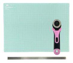 Kit Base Placa De Corte A1 90x60cm Dupla Face Auto Regenerativa Régua Metal 60cm Cortador Rotativo de Tecido 45mm Kit Base Placa De Corte A1 90x60cm Dupla Face Auto Regenerativa Régua Metal 60cm Cortador Rotativo de Tecido 45mm