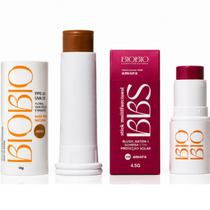 Kit Base Stick Biobio FPS33 Cor 600 Cacau + BBS Amora Blush Batom Sombra Natural Vegano Kit Base Stick Biobio FPS33 Cor 600 Cacau + BBS Amora Blush Batom Sombra Natural Vegano