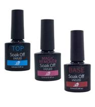 Kit Base Top Coat Magic Remover Unhas Soak Off Lirió 12Ml