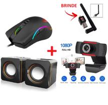 Kit Básico Mouse Optico gamer, Web cam Full HD 1080 E Caixa De Som P2 + Brinde - Turu Concept