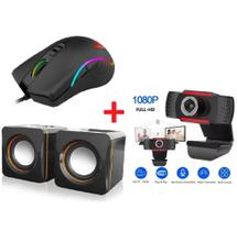 Kit Básico Mouse Optico gamer, Web cam Full HD 1080 E Caixa De Som P2