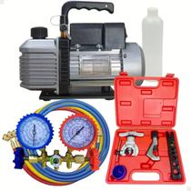 Kit Básico Refrigeração Ar Condicionado Bomba De Vácuo 6 Cfm Preto