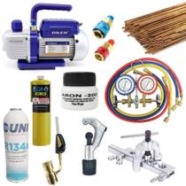 Kit Básico Refrigeração Automotivo Bomba De Vácuo Manifold