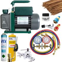 Kit Básico Refrigeração Automotivo Bomba De Vácuo Manifold