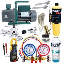 Kit Básico Refrigeração Bomba De Vácuo de 5 CFM, Manifold, Maçarico e Chave Inglesa