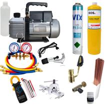 Kit Básico Refrigeração Bomba De Vácuo Maçarico Manifold