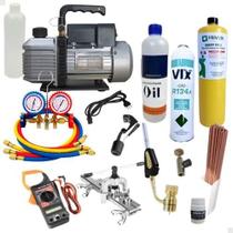 Kit Básico Refrigeração Bomba De Vácuo Maçarico Manifold