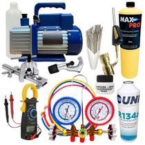 Kit Básico Refrigeração Bomba De Vácuo, Manifold e Maçarico