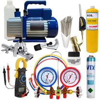 Kit Básico Refrigeração Bomba De Vácuo, Manifold e Maçarico