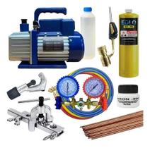 Kit Básico Refrigeração Bomba De Vácuo Manifold Maçarico