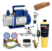 Kit Básico Refrigeração Bomba De Vácuo, Manifold, Maçarico