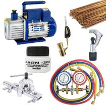 Kit Básico Refrigeração: Bomba Vácuo, Manifold e Maçarico