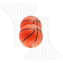 Kit Basquete Com 2 Bolas Oficiais 2 Redes 12 Alças Malha Grossa Fio 2mm Tamanho Oficial E Fixador