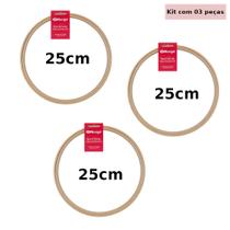 Kit Bastidor de Madeira 25cm Nurge Sem Tarracha C/3