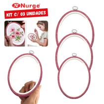 Kit Bastidor Oval 10,5cm 15cm e 19cm Vermelho Com Tarracha C/3 Kit Bastidor Oval 10,5cm 15cm e 19cm Vermelho Com Tarracha C/3